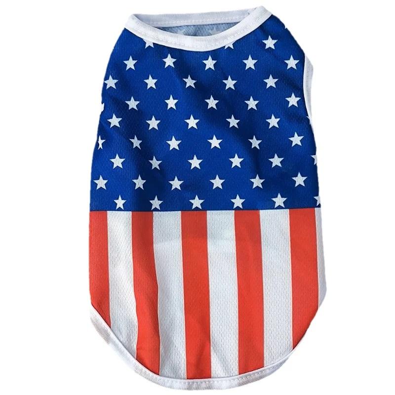 Summer Breathable Dog Cat Vest Clothes Independence Day July 4th Pet T-shirt For Small Medium Dogs Cats Chihuahua Pug Thin Coat