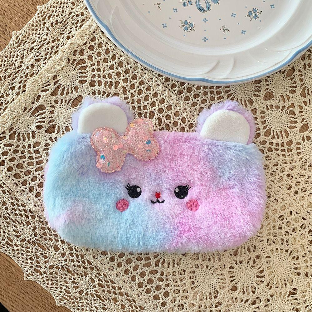 Plush Pencil Case Girl Heart Pen Box Cartoon Pen Storage Bag School Office Supplies