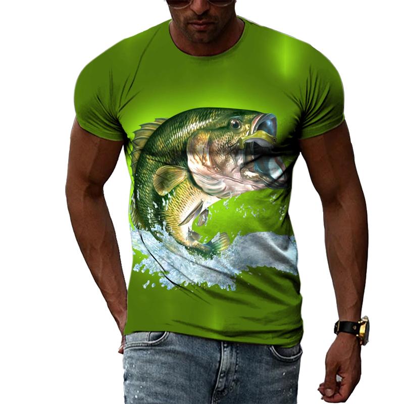 Футболка с 3D принтом для рыбалки, летняя мужская уличная крутая одежда с круглым вырезом, повседневные красивые топы с короткими рукавами в стиле хип-хоп