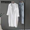 Sunscreen Clothes Blouse Summer Middle and Long Student Shirt Top Korean Loose Cardigan Thin Coat Fashion