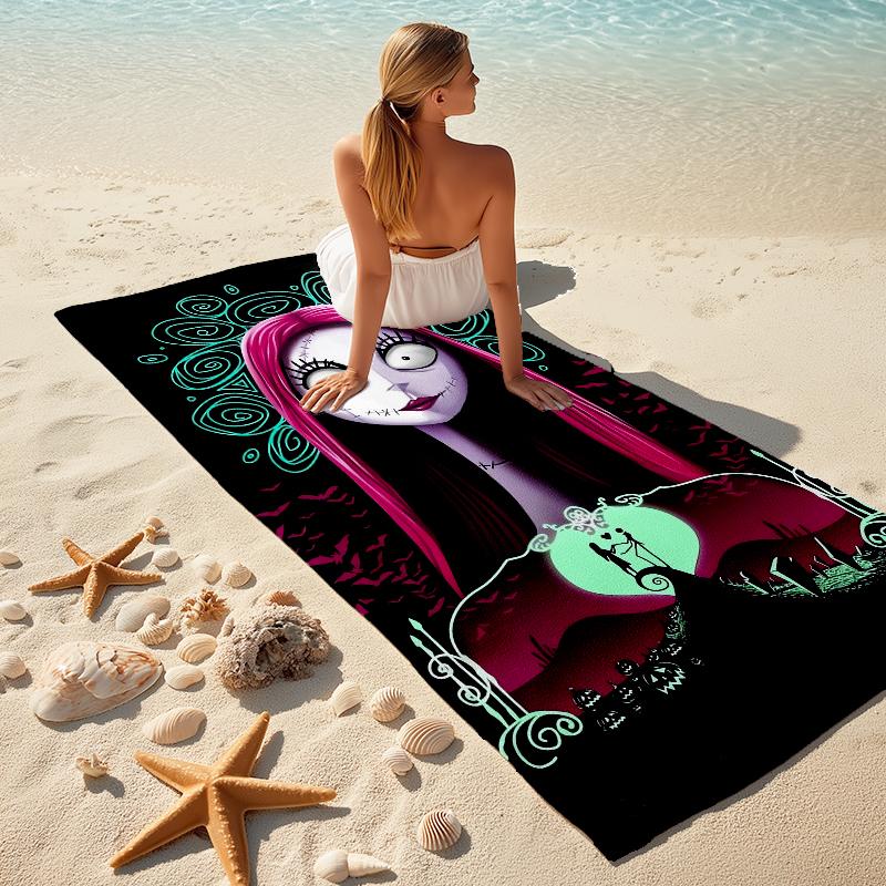 1Pc Nightmare Before Christmas Beach Towel Microfiber Beach Towel Thin Absorbent For Beach Swimming Yoga Bath Sports 091793