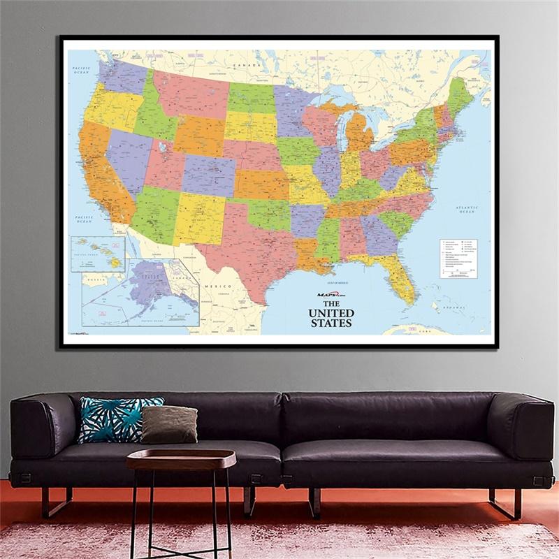 The World Political Map Detailed Painting Wall Art Poster Home Decoration School Education Supplies