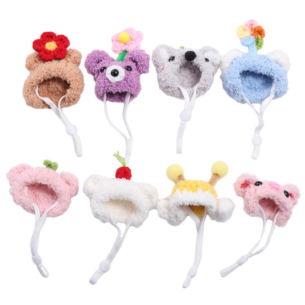Hand Crocheted Hamster Cap Photo Props Mini Plush Cotton Doll Hat Cute DIY Doll Hat Winter Doll Accessories
