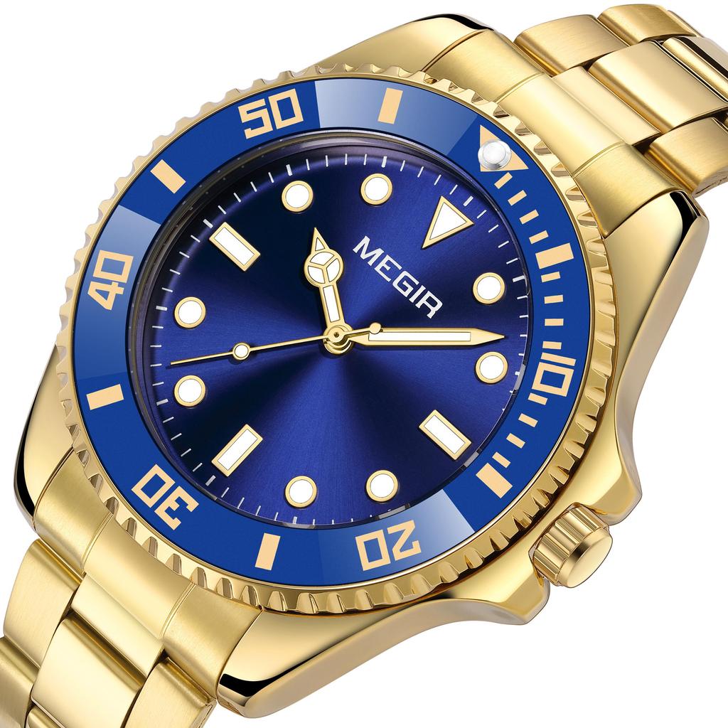 Megir Luxury Stainless Steel Strap Men's Business Wristwatches Waterproof Male Quartz Military Watches Clock Reloj Hombre 1090