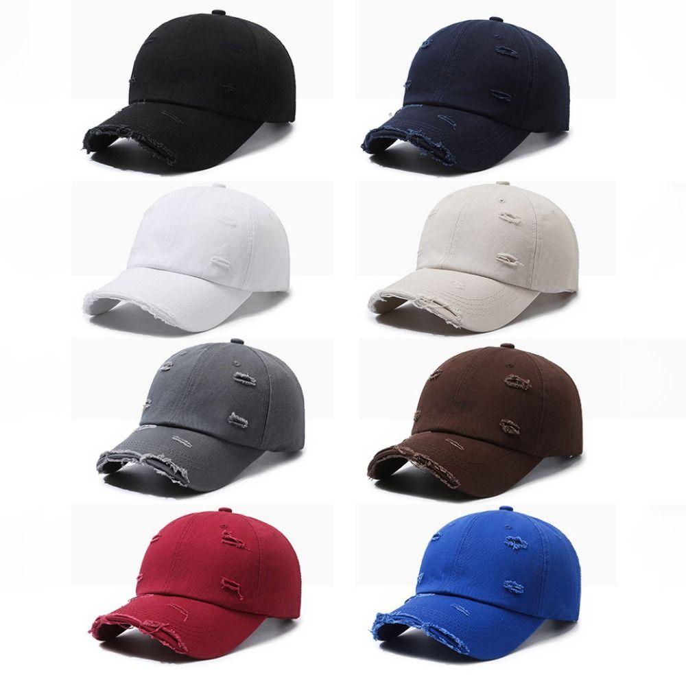 Broken Hole Baseball Cap Hip-hop Washed Cotton Baseball Hats  For Man Women Outdoor Sports