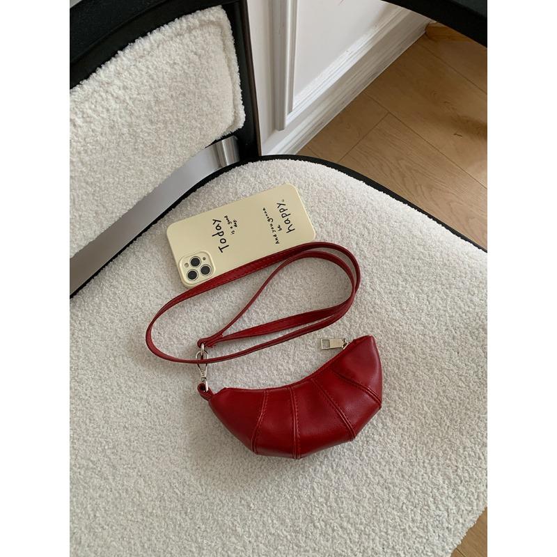 Кошелек для монет, милый дизайн круассана, ниша, мини-вогнутый кроссбоди, помада, наушники, маленькая сумка