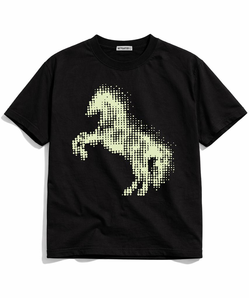 NP STUDIO Круглая футболка-оверсайз с коротким рукавом Dot Stallion [ 2 цвета ]