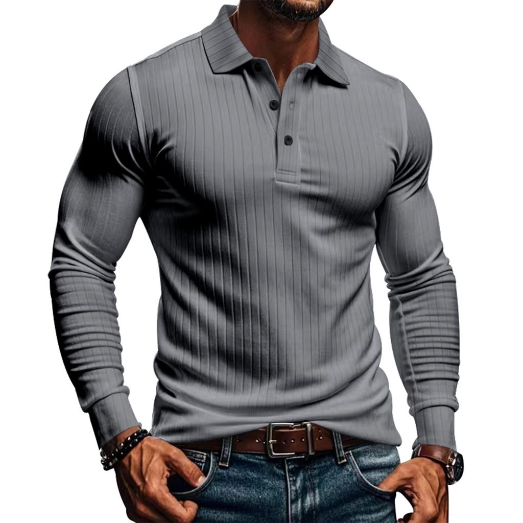 Men's Long Sleeved T-shirt With Loose Lapel And Long Sleeved Shirt