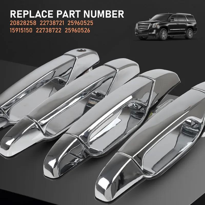 4PCS Chrome Black Door Handle Replacement Front Rear for Yukon Truck Cadillac Escalade 2007-2014 & Chevy Silverado GMC Sierra