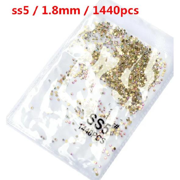 SS3-ss8 1440 шт. Кристалл AB золото 3D Не термофиксация Плоская задняя часть Стразы для нейл-арта Украшения Обувь и танцевальное украшение
