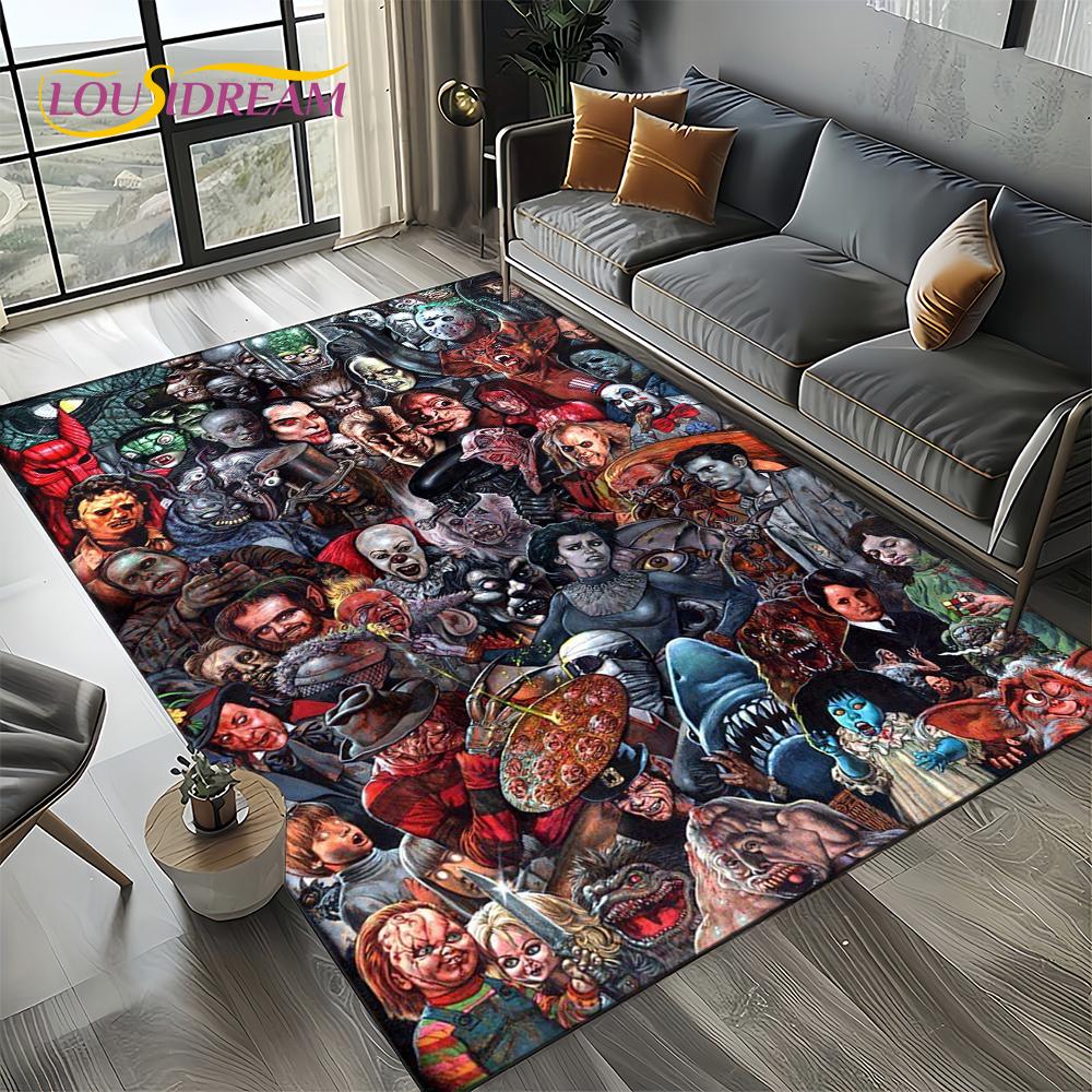 Ковер Коврик Персонаж Фильма Ужасов Чаки Пеннивайз Хэллоуин Пила для Гостиной Спальни Дома Украшение Дивана, Нескользящий Напольный Коврик