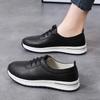 Women Platform Loafers Black Casual Leather Elevator Shoes Thick Sole Height Increase White Sneakers