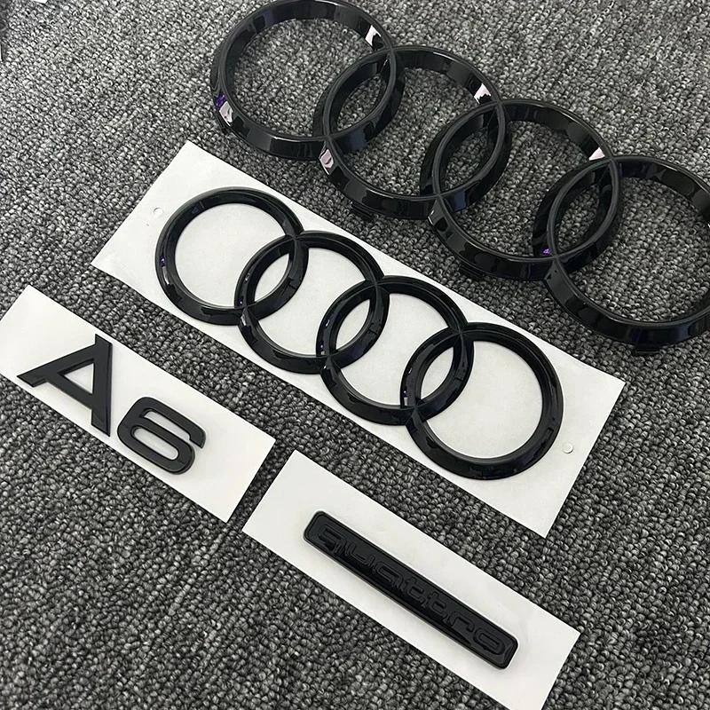 Audi A6 4 кольца логотип ABS Черный Капот Автомобиля Передняя Решетка Капота Задний Значок Багажника Наклейка A6 знак Quarrto Значок Для A6 2020-2023