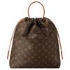 Louis Vuitton Keeper Arc-Shaped Drawstring Loop Logo Leather Trim Monogram Fabric Tote Bag Women tote bag Brown M2A051
