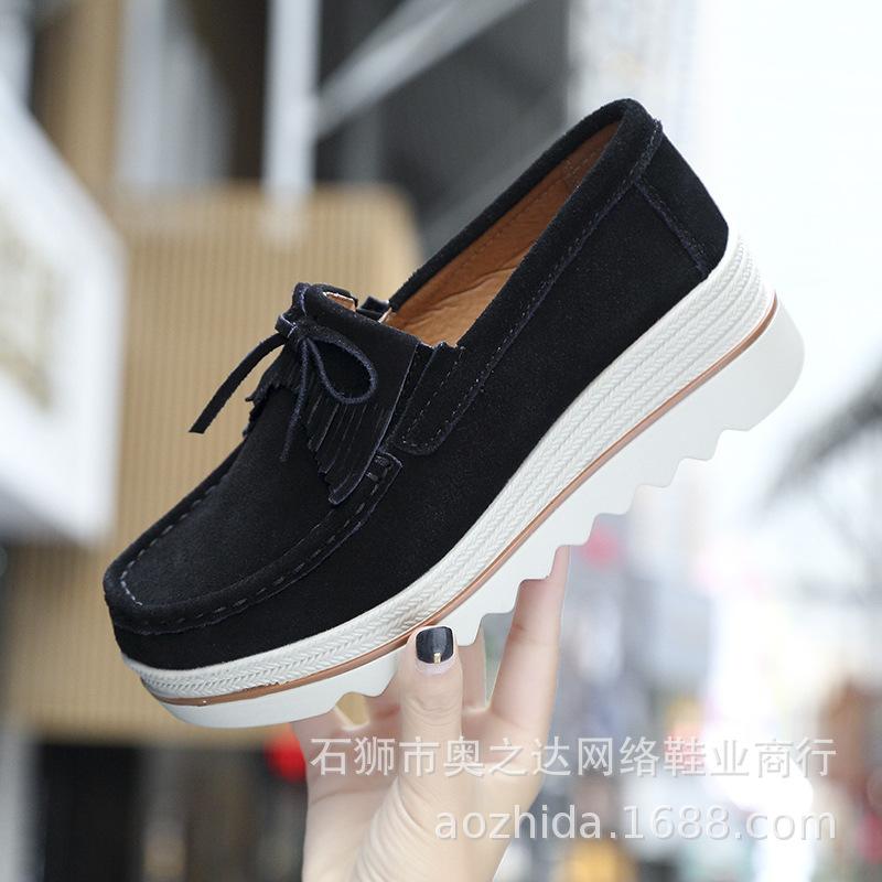 Joom 2025 весна-осень туфли-маффины с круглым наклонным каблуком и бахромой на платформе для мам, повседневная обувь большого размера для женщин