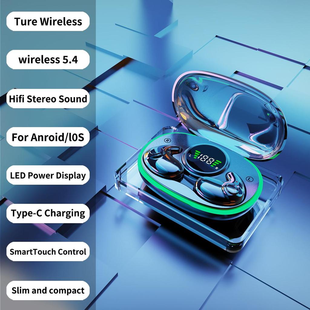 Невидимые наушники для сна Bluetooth 5.3 Наушники IPX5 Водонепроницаемые Наушники с шумоподавлением Сенсорное управление Беспроводные гарнитуры