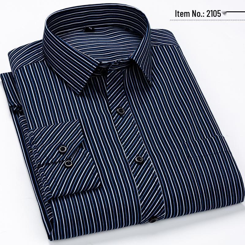 Men's Business Casual Striped Long-Sleeve Shirt - Simple and Fashionable