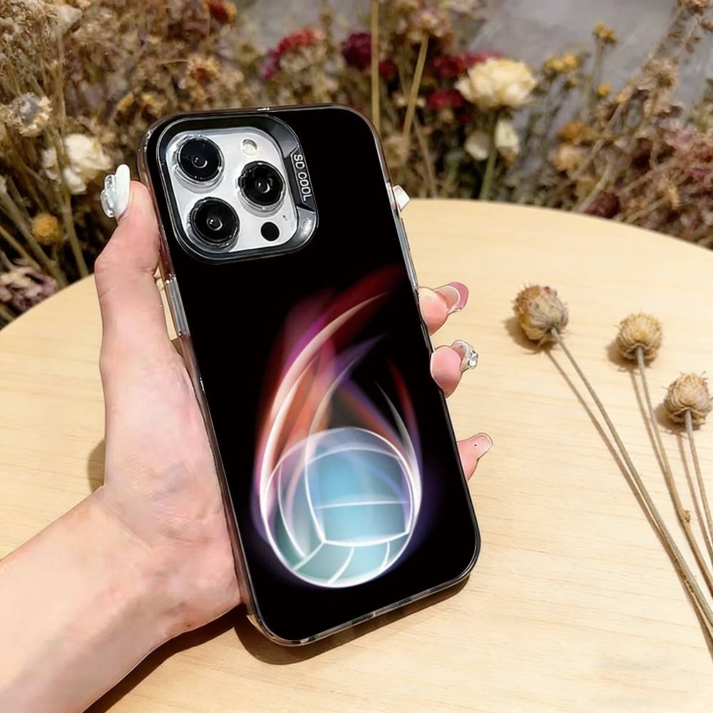 Волейбольный расписной чехол для телефона для iPhone 17,16,15,14,13,12,11 Plus,Pro Max,XS,Красочный серебристый чехол для телефона Funda Cover