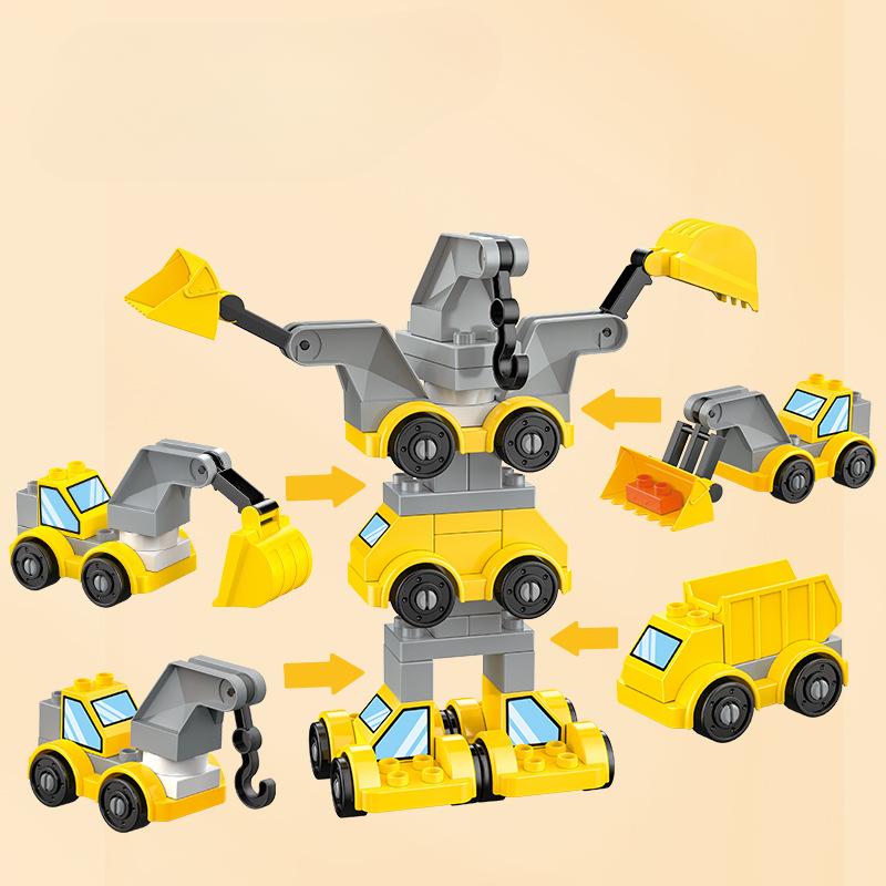 Игрушка-конструктор с деформацией крупных частиц, сборка-головоломка для инженерной машины «четыре в одном», подходит для мальчиков и девочек