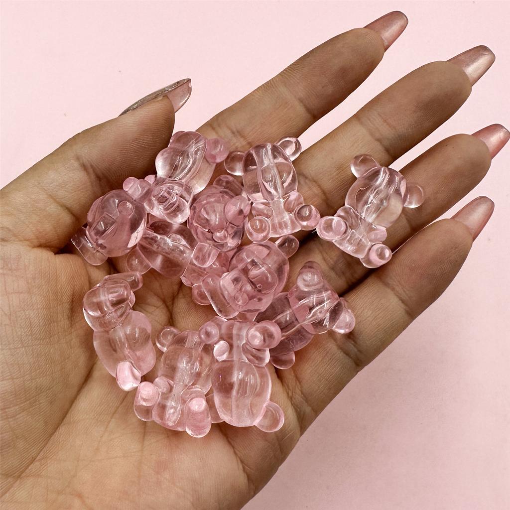 25pcs 17*22mm Fashion Acrylic Clear Crystal Bear Beads Necklace Bracelet Jewelry Material Key Chain Accessories