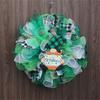 Saint Patricks Day Decorations Artificial Wreath Green Welcome Leprechaun Wreath for Front Door