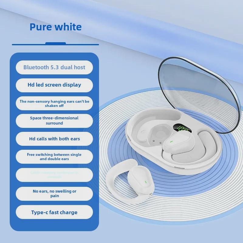 Беспроводная Bluetooth-гарнитура OWS с костной проводимостью, креплением-крючком, длительным сроком службы батареи и шумоподавлением для занятий спортом