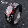 Fashion Black Gold Color Red/Purple Stone Jewelry Ring