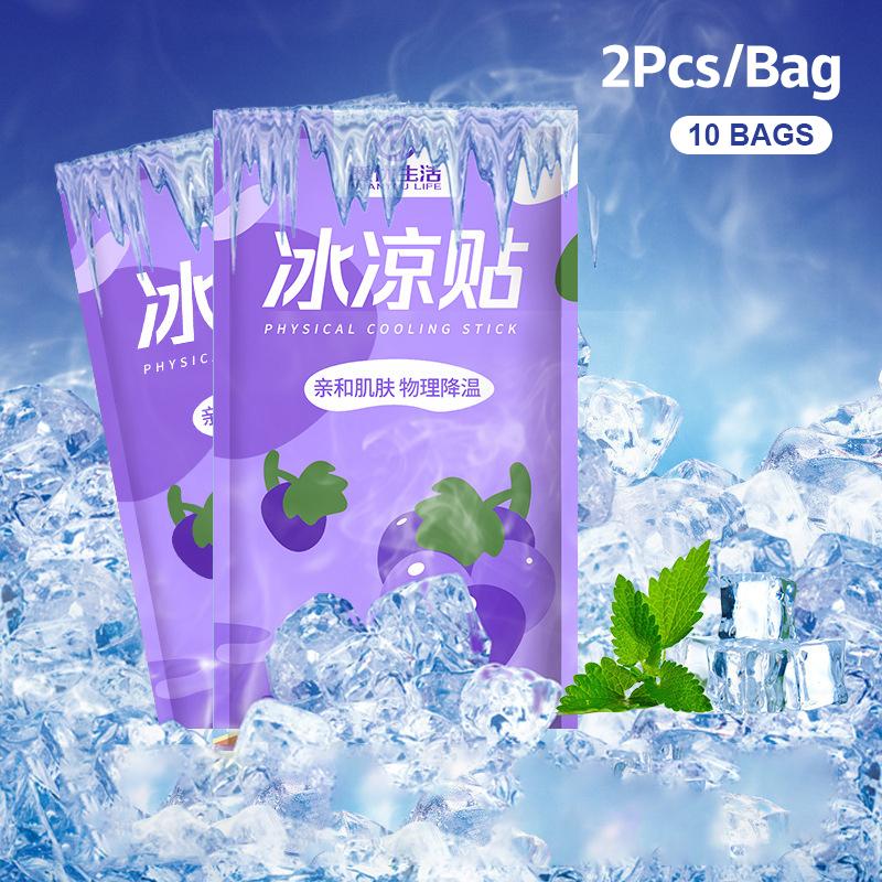 10Pcs Summer Cool Paste Fruit Flavor Ice Paste Cooling Stickers Cool Heat Prevention Stickers Multi-Purpose Portable Cool Paste