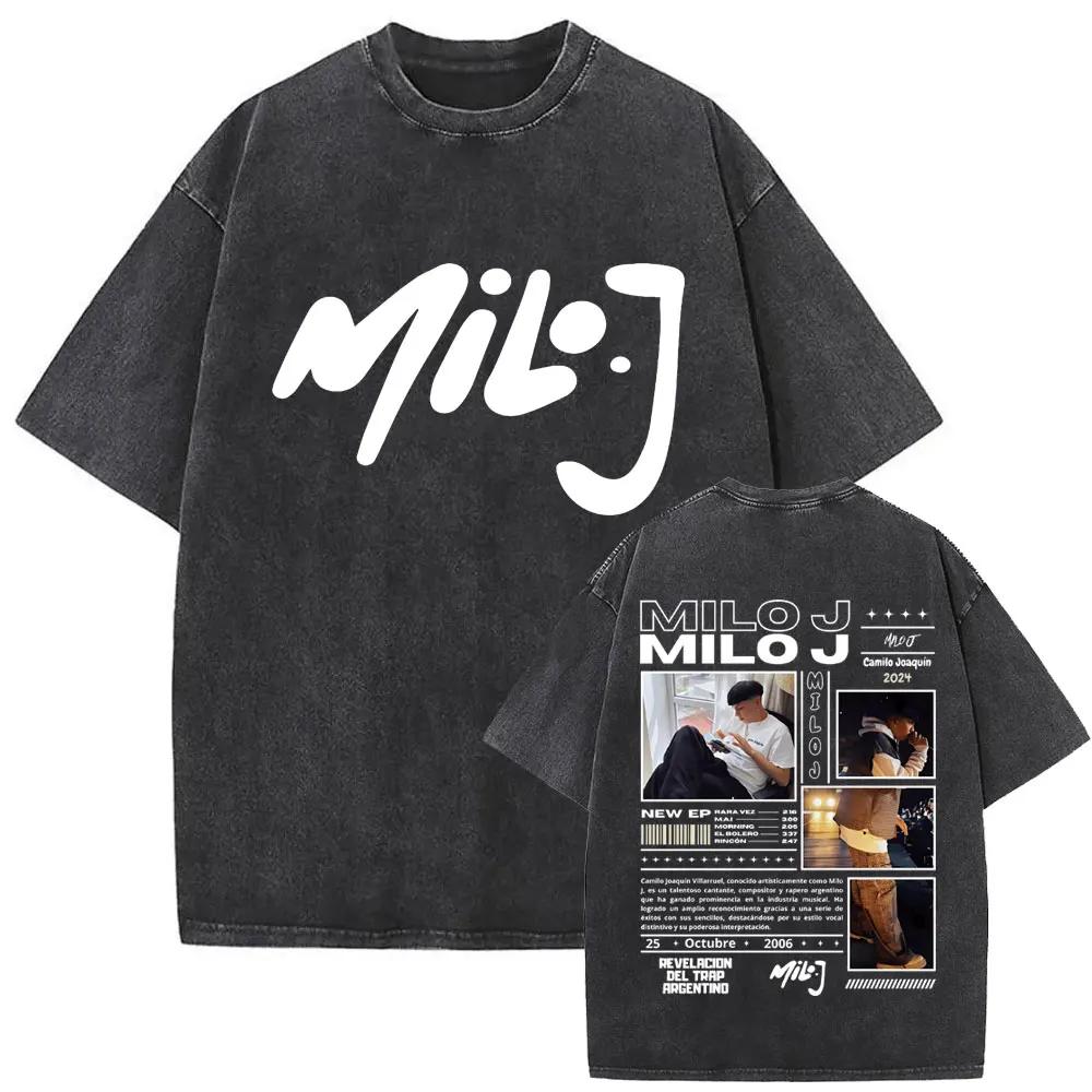 Washed Vintage Rapper Milo J La Vida Era Mas Corta Album Graphic Tshirt Men Women Hip Hop Fashion Pop Music T Shirts Streetwear
