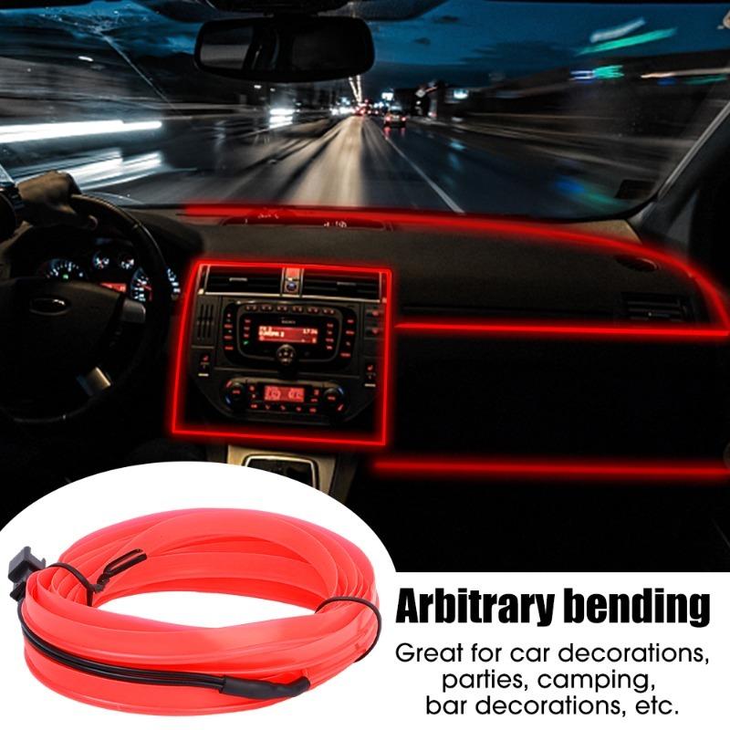 Полоска окружающего света для салона автомобиля, оптоволоконная атмосфера, неоновые светодиодные фонари, USB-вечеринка, декоративные лампы, полоска, авто, DIY, окружающий свет
