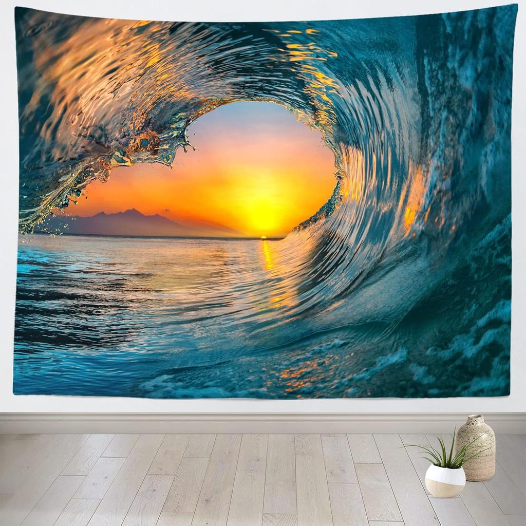 Loccor Ocean Wave Tapestry Powerful Pacific Sea Storm Huge Wave Tapestry Surfing Summer Wall Hanging Sport Wall Art for Bedroom