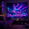 Aurora Snow Mountain Neon Deer Christmas Tapestry High Definition Background Cloth Holiday Atmosphere Room Decoration