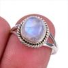 Подарочное кольцо из натурального радужного лунного камня ручной работы из твердого серебра 925 пробы S.7 M5H93