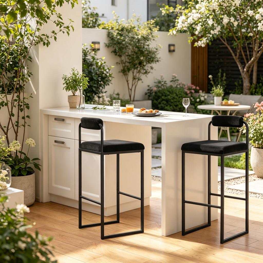 Coffee Stool, Modern Kitchen Stool, Bar Stool with Backrest (only with 2Pcs Stools)