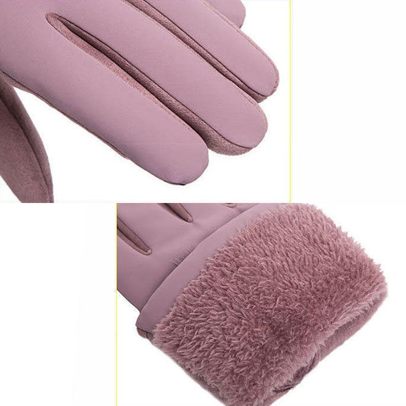 Хлопковые перчатки с перьями, женские зимние теплые и бархатные перчатки для верховой езды, водонепроницаемые ветрозащитные перчатки с сенсорным экраном, перчатки для выхода на улицу