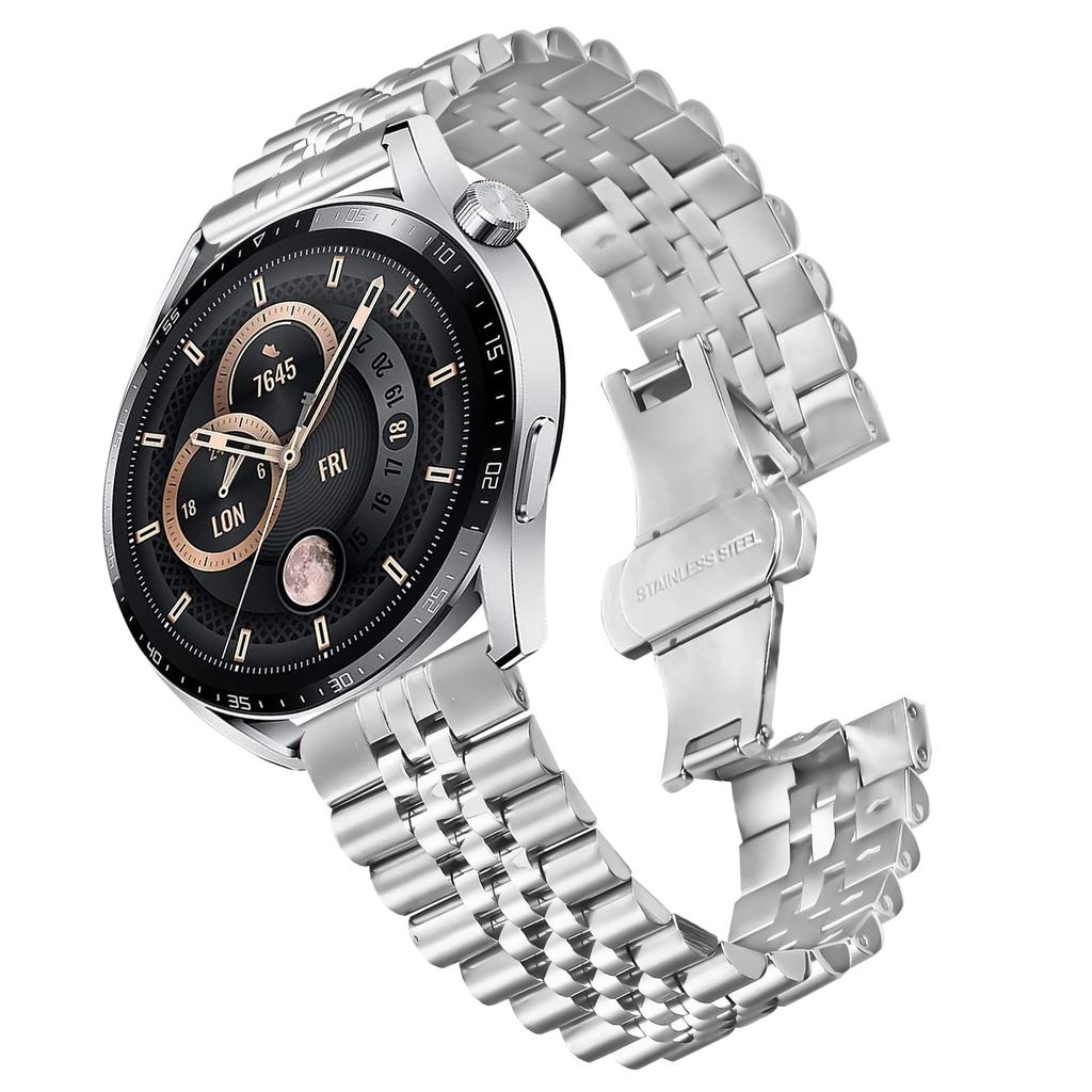 For Huawei Watch Buds Wrist Band 5-Bead Stainless Steel Butterfly Clasp Watch Strap