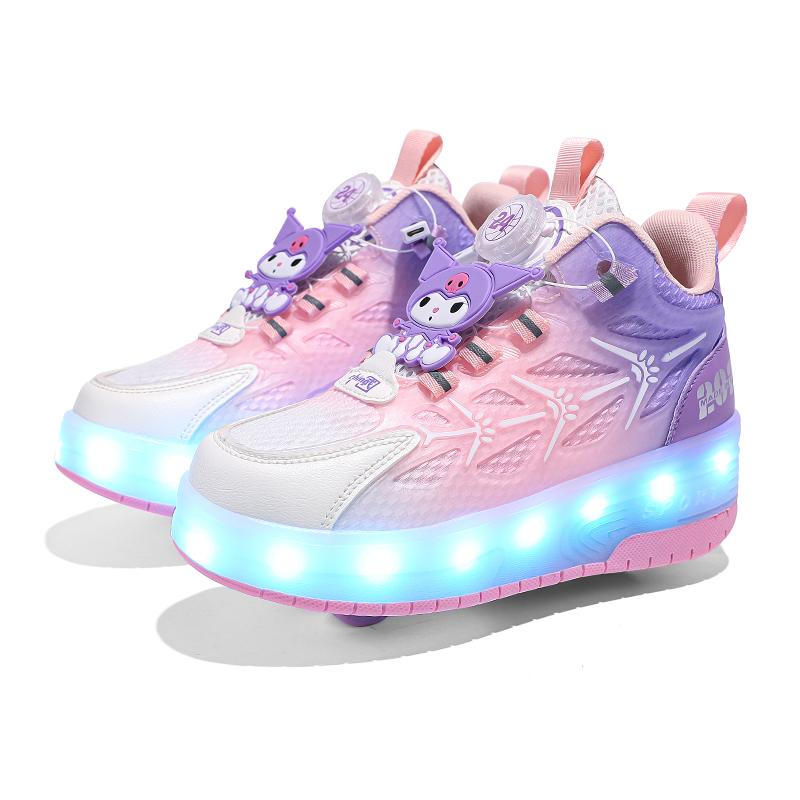 TUINANLE High Quality Skate Shoes for Kids LED Light Luminous Sneakers Children Two Wheels Shoes for Boys Girls with USB Charging