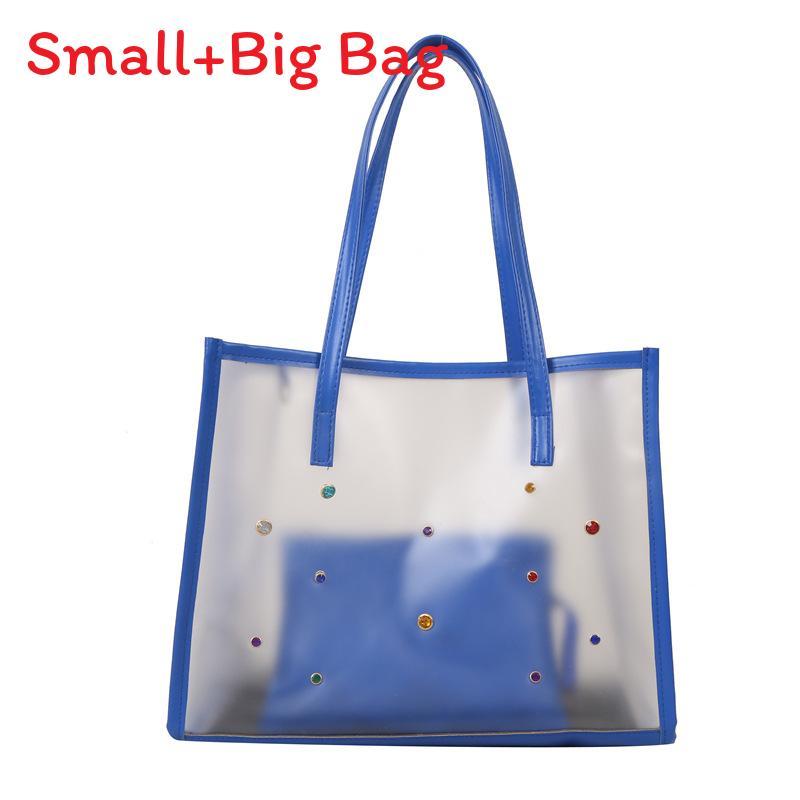 Large Capacity Pvc Shoulder Bag For Women With Inner Pouch And Metal Rivets
