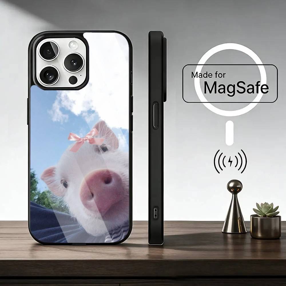 cute little P-pig Phone Case For iPhone17,16,15,14,13,12,11 Plus,Pro Magnetic with Magsafe Wireless Charging