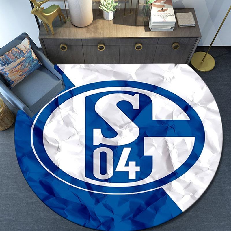 FC Schalke 04 pattern round rug,Carpet Rug for Living Room Bedroom Playroom ,Non-slip Floor Mat,Holiday Gifts and Birthday Gifts.