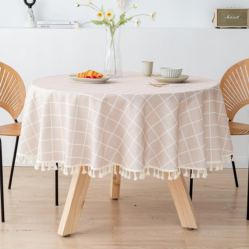 Большая круглая льняная скатерть, водонепроницаемая и маслоотталкивающая ткань ТПУ, подходит для отелей, домов, круглых столов и гостевых домов.