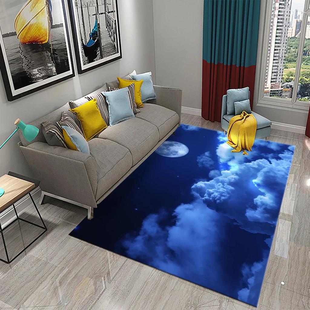 3D Moon Carpet Flower View Mat for Kitchen Bathroom Toilet Non-slip Carpet Living Room Sofa Floor Carpet Home Bedroom Decor Rug