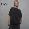Men Women Casual Shirt T-shirt Round Neck Short Sleeve Loose Fit Tee Solid Color Washed Distressed Retro Pullover Tops Streetwear Top