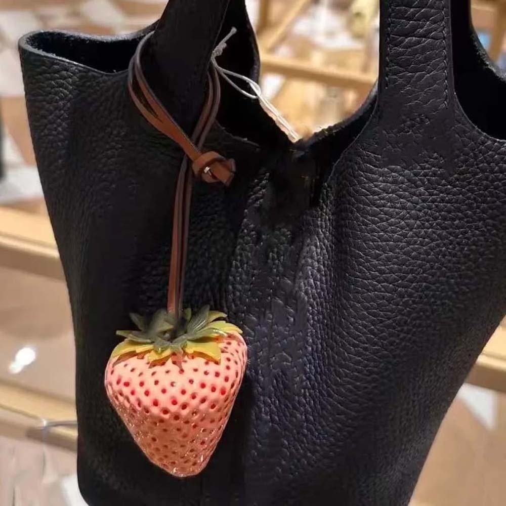 3D Versatile Bag Charm Waterproof Red Resin Fruit Pendant Keychain Strawberry Key Ring  Gift