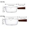 Wood Handle Saucepan Transparent Noodle Pot Salad Bowl Glass Milk Pot  Dormitory