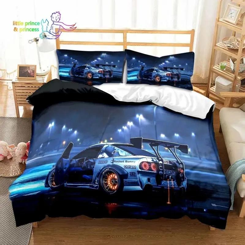 Drift Cars Cool Racing Car Comfortable Duvet Quilt Cover Pillowcase Bedding Set Children Bedroom Decoration Home Textile