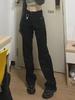 Женские черные эластичные прямые джинсы с высокой талией - BF Style для весны и осени