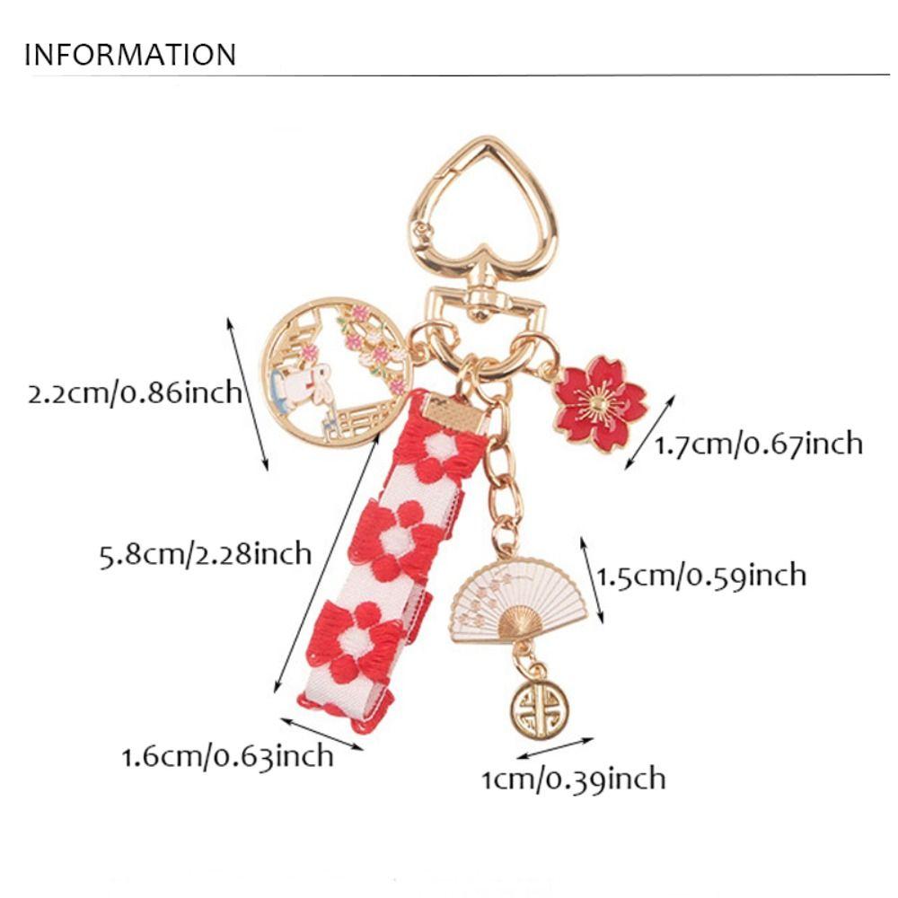 Fan Couple Pearl Rabbit Keychain Korean Style Pendant Women Backpack Decor Floral Zinc Zinc Alloy Keyring