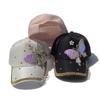 Fashion Ladies Bling Sequin Butterfly Baseball Cap, Rhinestone Trim Metal Ring Decor Adjustable Sun‑Protection Peaked Hat for Daily Party Street