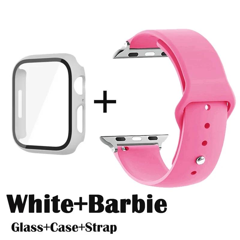 Стекло+корпус+ремешок для Apple Watch Band 42 мм 44 мм 41 мм 40 мм 38 мм 45 мм 49 мм Защитные пленки для Apple IWatch Series 8 7 6 SE 5 4